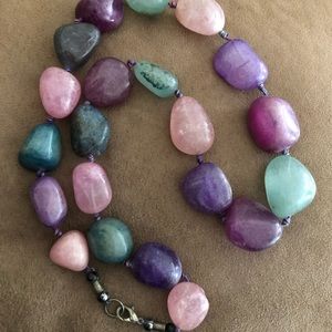 Multicolored authentic gemstones necklace